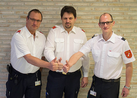 v.l. BI Roland Glanner, OBI Bernhard Kocsis, V Markus Falli