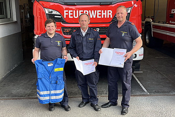 Das neue Zugskommando des 4. Zug (v.l.n.r.: ASB Andreas Lagler, BI Erich Grill, HBI Martin Heider)