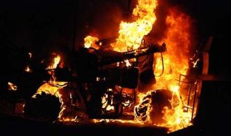Vorschaubild: Vollbrand einer Erntemaschine in Achau